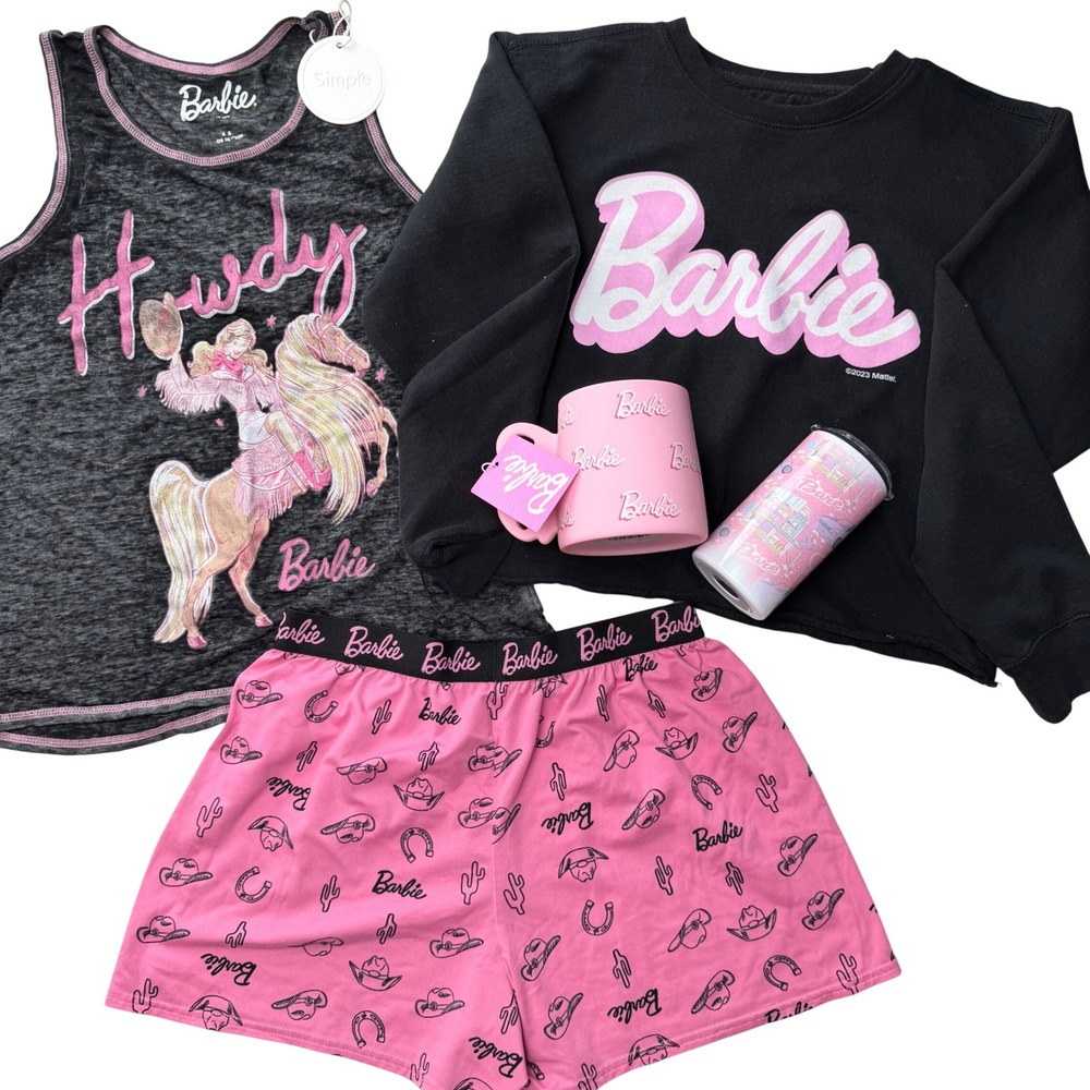 Barbie Pajama Set Sweatshirt Tank Shorts Mug Tumbler Barbiecore Western Pink S/M